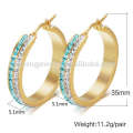 Large round hinged hoop earrings,crystal gold earrings in round shape